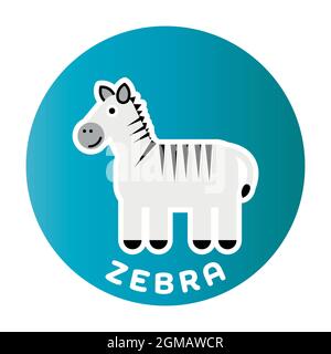 Happy Zebra - lustige Cartoon Tier. Kindercharakter. Einfache Vektordarstellung mit abfallengelassenen Schatten. Stock Vektor