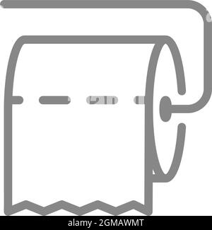 Toilettenpapier auf Halter horizontal Linie Symbol. Papierrolle, Servietten, öffentliche Toilette, Körperpflegeprodukte Symbol Stock Vektor