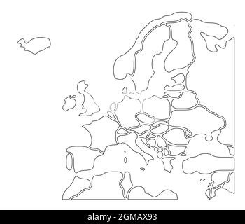 Vereinfachte schematische Karte von Südamerika. Leere isolierte politische Landkarte der Länder des Kontinents. Verallgemeinerte und geglättete Grenzen. Einfache flache Vektordarstellung Stock Vektor