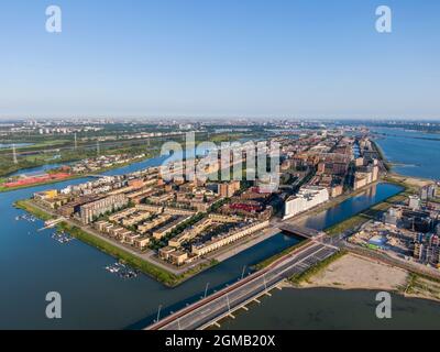 Luftaufnahme des Wohnviertels IJburg in Amsterdam Stockfoto