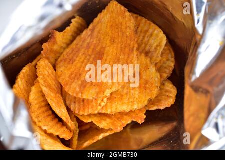 Chips in der Verpackung, close-up Stockfoto