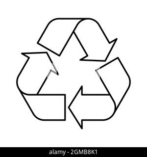 Universal Recycling Symbol. Thema: Geringer oder gar kein Abfall, klare Energie, Schutz natürlicher Ressourcen, Schutz natürlicher Ökosysteme oder ökologische Nachhaltigkeit des Planeten. Schwarzes Vektorsymbol für Umrisse. Stock Vektor