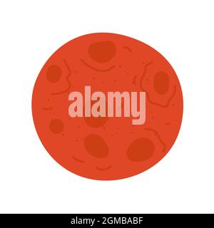 Roter Mond mit Mondkrater auf der Oberfläche mit farbiger Ikone. Vektor-isoliertes eps-Symbol Stock Vektor