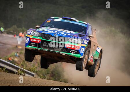 Ponta Delgada, Portugal. September 2021. 18 BOTELHO Rafael (PRT), RAIMUNDO Rui (PRT), SKODA FABIA R5, Aktion während der FIA ERC Azores Rallye 2021, 5. Runde der FIA European Rally Championship 2021, vom 16. Bis 18. September 2021 in Ponta Delgada, Portugal - Foto Jorge Cunha / DPPI Kredit: DPPI Media/Alamy Live News Stockfoto