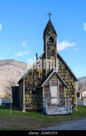 Nlak'pamux Kirche ist eine alte Anglikanische Kirche in Spences Bridge, British Columbia, Kanada. Die Kirche wird auch als St. Michael und alle Engel Kirche ein Stockfoto