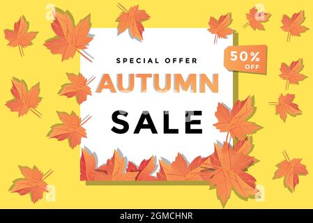 Herbst Sale Banner mit Blättern und Rabatt-Tag Stock Vektor