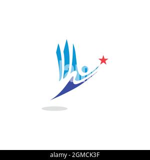 Abstrakt Menschen Flügel Stern Logo Symbol flach Konzept Vektor Grafik Design Stock Vektor