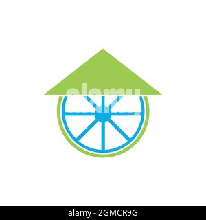 Startseite Rad Logo Symbol flach Konzept Vektor Grafik-Design Stock Vektor