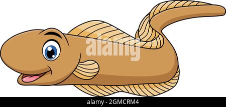 Niedliche Eel Fisch Cartoon Vektor Illustration Stock Vektor