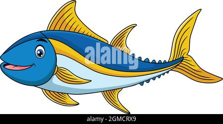 Cute Thunfisch Fisch Cartoon Vektor Illustration Stock Vektor