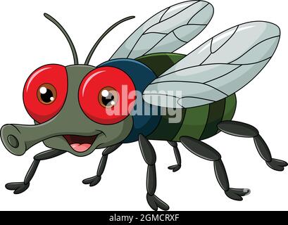 Cute Fly Cartoon Vektor Illustration Stock Vektor