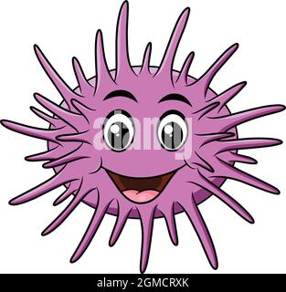 Niedliche Seeigel Cartoon-Vektor-Illustration Stock Vektor