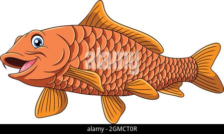 Niedliche Karpfen Fisch Cartoon-Vektor-Illustration Stock Vektor