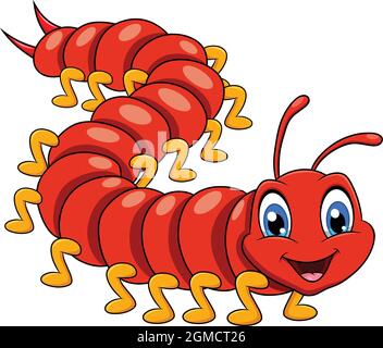 Niedliche Centipede Cartoon Vektor Illustration Stock Vektor