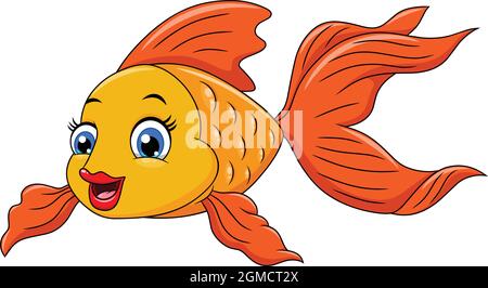 Niedliche Goldfish Cartoon Vektor Illustration Stock Vektor