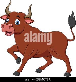 Cute Bull Cartoon Vektor Illustration Stock Vektor