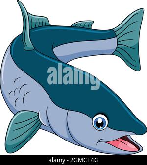 Niedliche Lachs Fisch Cartoon-Vektor-Illustration Stock Vektor
