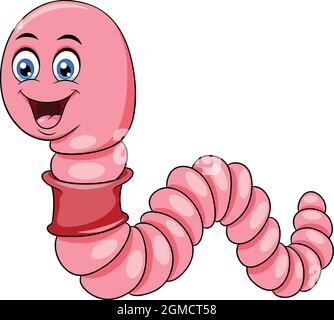 Niedliche Earthworm Cartoon Vektor Illustration Stock Vektor