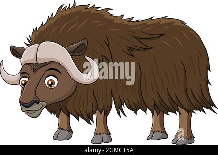 Niedliche Muskox Cartoon-Vektor-Illustration Stock Vektor