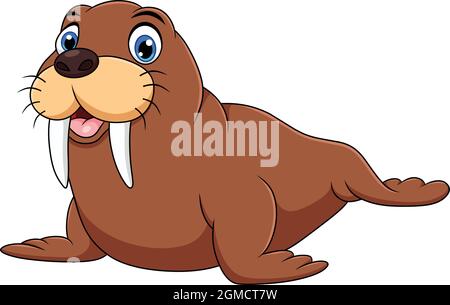 Niedliche Walrus Tier Cartoon Vektor Illustration Stock Vektor