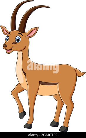 Niedliche Antelope Tier Cartoon Vektor Illustration Stock Vektor
