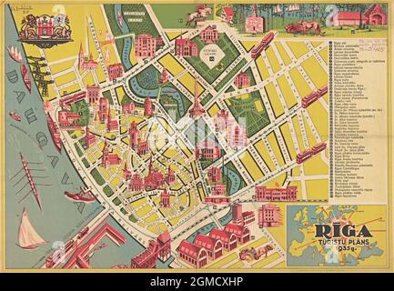 Riga Plan, Riga Karte, Karte von Riga, Old Riga Karte, Retro Riga Karte, Karte von Lettland, Alte Karte von Lettland, Retro Karte von Lettland, Vintage Karte von Lettland, Riga Art Stockfoto