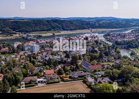 Blick aus der Vogelperspektive nach Vilshofen an der Donau Stockfoto