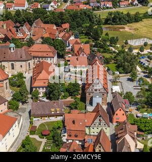 Blick aus der Vogelperspektive auf Spalt, eine idyllische kleine Stadt in franken Stockfoto