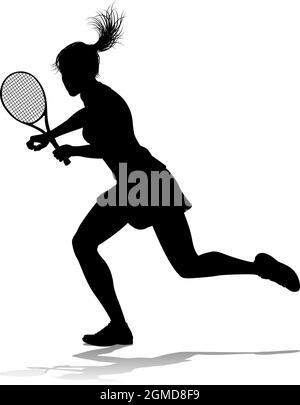 Tennis Silhouette Sport Spieler Frau Stock Vektor