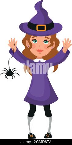 Mädchen in einem festlichen halloween-Kostüm gekleidet - Vektor-Illustration Stock Vektor