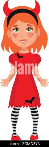Mädchen in einem festlichen halloween-Kostüm gekleidet - Vektor-Illustration Stock Vektor