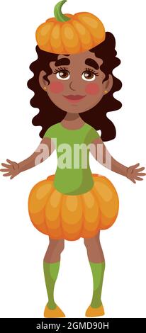 Mädchen in einem festlichen halloween-Kostüm gekleidet - Vektor-Illustration Stock Vektor