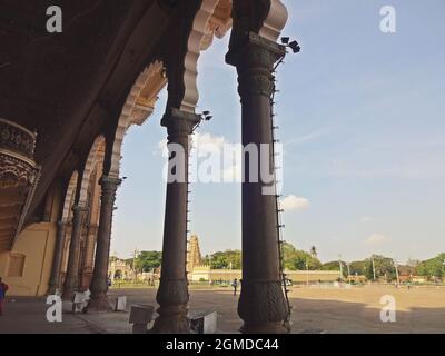 Architektonische Säulen am Palast Karnataka von Amba vilas Stockfoto