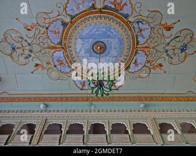 Bemalte Decke im Palast der Amba Vilas in Karnataka Stockfoto