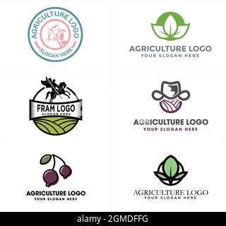 Eine Reihe von Landwirtschaft Land Feld Landwirtschaft Logo-Design Stock Vektor