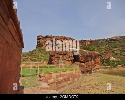 badami Felsenhöhlen Karnataka Stockfoto