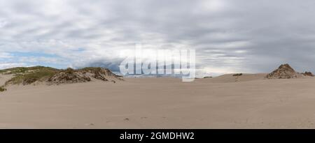 Ein Panoramablick auf endlos wandernde Sanddünen im Slowinski Nationalpark an der Ostsee in Nordpolen Stockfoto