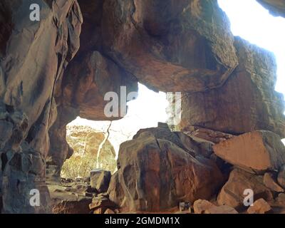 Bhimbetka-Felsunterstände, unesco-Weltkulturerbe, Bezirk bhopal, madhya pradesh, indien Stockfoto