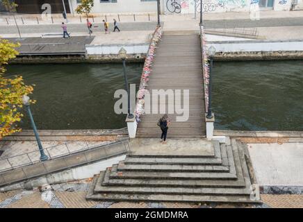 Aveiro, Portugal, Cais de cojo mit Kanalbrücke, Europa Stockfoto