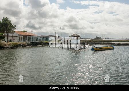 Restaurant Hotel in Aveiro, Salzwiesen, Portugal. Stockfoto