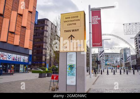 NHS Covid Impfzentrum in Wembley, London, Großbritannien, 21. Januar 2021. Stockfoto