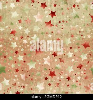Nahtloses Muster aus Sternmotiv in aufwändigen Farben und Textur Stockfoto