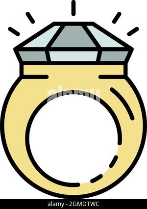 Symbol für Rap-Diamantring. Umriss Rap Diamantring Vektor Symbol Farbe flach isoliert Stock Vektor