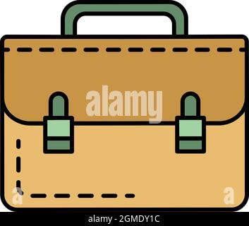 Symbol für Lederhandtasche. Umriss Leder Handtasche Vektor Symbol Farbe flach isoliert Stock Vektor
