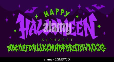 Halloween handgezeichnete Schrift Typografie Alphabet Typ Design für Holiday Party Feier Vektor Stock Vektor