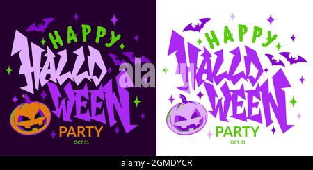 Flaches Halloween handgezeichneter Schriftzug Typografie Design für Holiday Party-Feier Vektor-Kunst Stock Vektor
