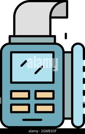Symbol für POS-Terminal auf Rechnungspapier. Umriss Rechnung Papier POS Terminal Vektor Symbol Farbe flach isoliert Stock Vektor