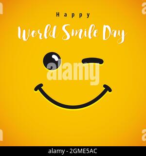 Happy World Smile Day Grußkartenkonzept. Internationaler Urlaub kreative Gratzen. Isolierte abstrakte Grafik-Design-Vorlage. Internet Messenger em Stock Vektor