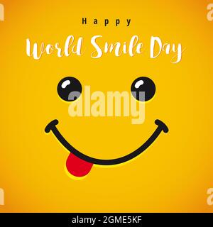 Happy World Smile Day Grußkartenkonzept. Internationaler Urlaub kreative Gratzen. Isolierte abstrakte Grafik-Design-Vorlage. Internet Messenger em Stock Vektor