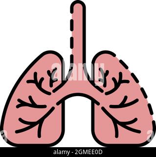 Symbol für gesunde Lungen. Kontur gesunde Lunge Vektor Symbol Farbe flach isoliert Stock Vektor